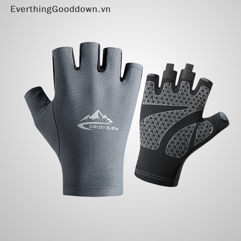 Everthinggooddown Găng Tay Nửa Ngón Bằng Lụa Lạnh Thoáng Khí Chống Trượt Trọng Lượng Nhẹ Dùng Khi Chạy Bộ /