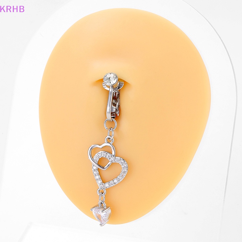 Khuyên Rốn Bằng Thép Không Gỉ Đính Đá Zircon Hình Trái Tim Thời Trang Dành Cho Nữ Mới