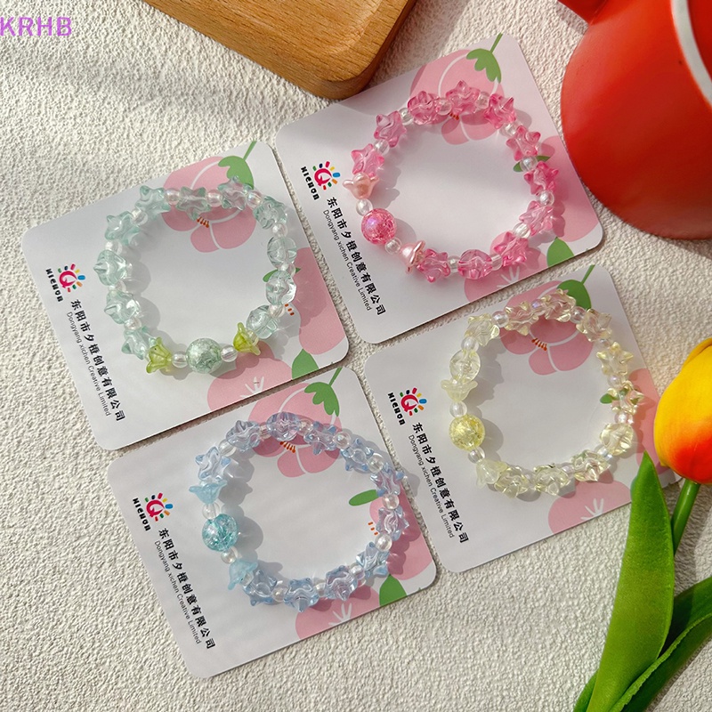 Vòng Tay Chuỗi Hạt Hình Ngôi Sao Năm Cánh Màu Trong Suốt Handmade Dễ Thương Dành Cho Học Sinh Nữ Mới