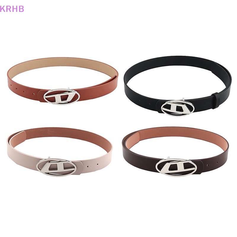 Thắt Lưng Da Pu Khóa Kim Loại Hình Oval In Chữ D Phong Cách Vintage Thời Trang Cho Nam Nữ Mới