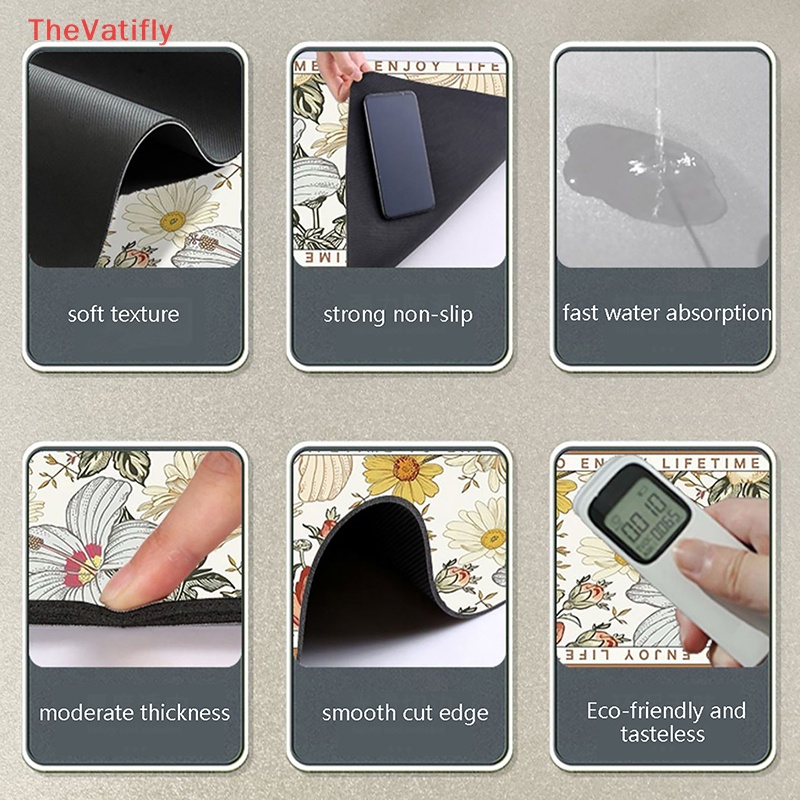 [Thevalifly] Miếng Lót Bồn Rửa Chén Thấm Hút Nước Chống Trượt Trang Trí Nhà Bếp