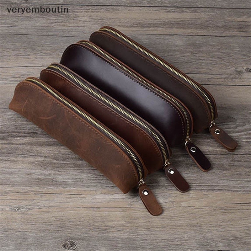 Túi Đựng Bút Bằng Da Sức Chứa Lớn Phong Cách Retro