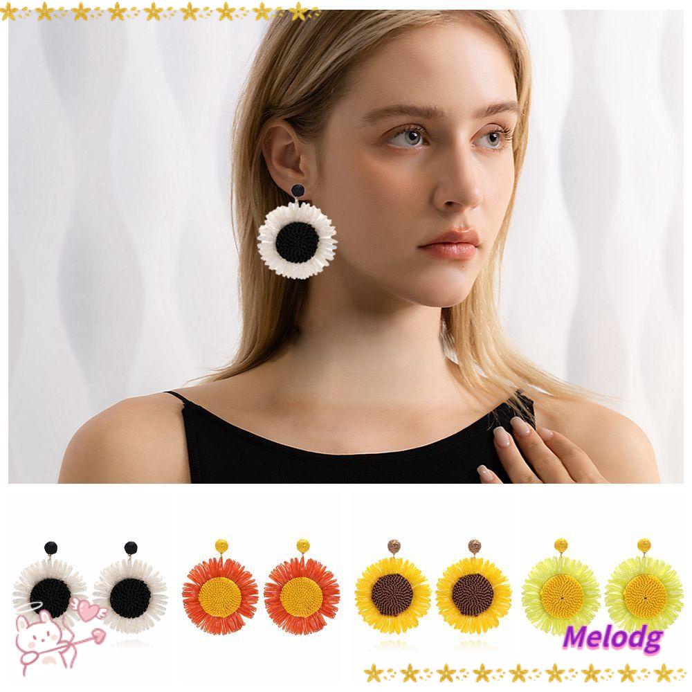 Bông Tai Hình Hoa Hướng Dương Màu Đen Cỡ Lớn Thời Trang Dự Tiệc