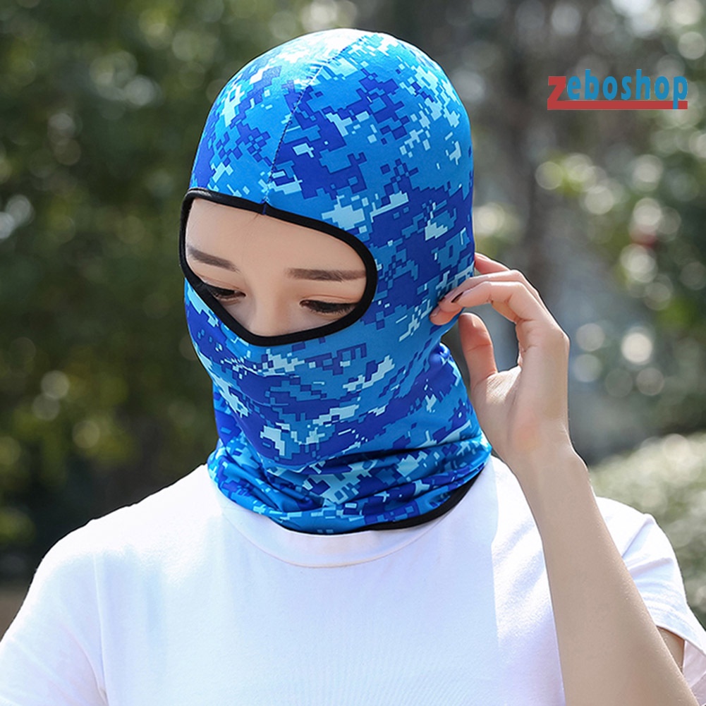 Zeboshop Mũ Che Mặt Chống Nắng / Gió Thoáng Khí Họa Tiết Rằn Ri Unisex