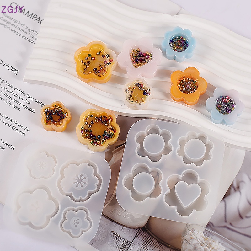 Khuôn Silicone Làm Móc Khóa Bằng Pha Lê Cát Chảy Hình Hoa / Trái Tim DIY Mới