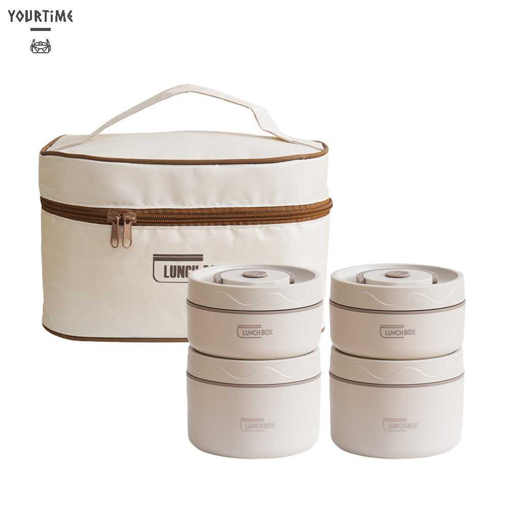 Hộp cơm Nhiều Tầng Chống Rò Rỉ Có Tay Cầm Ẩn Kèm Túi Giữ Nhiệt