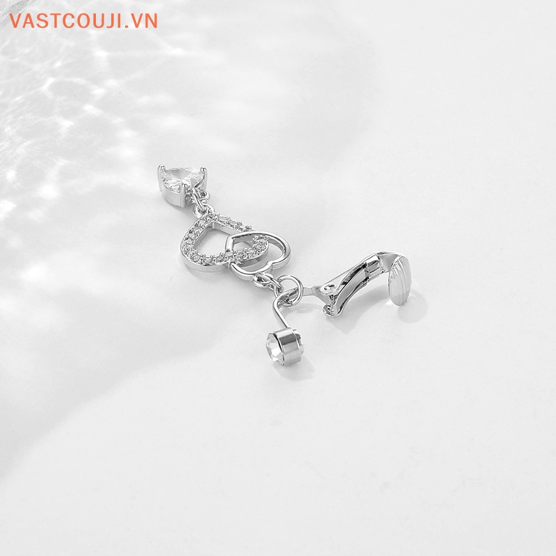 Khuyên Rốn Thép Trắng Đính Đá Zircon Hình Trái Tim Sáng Tạo Cho Nữ