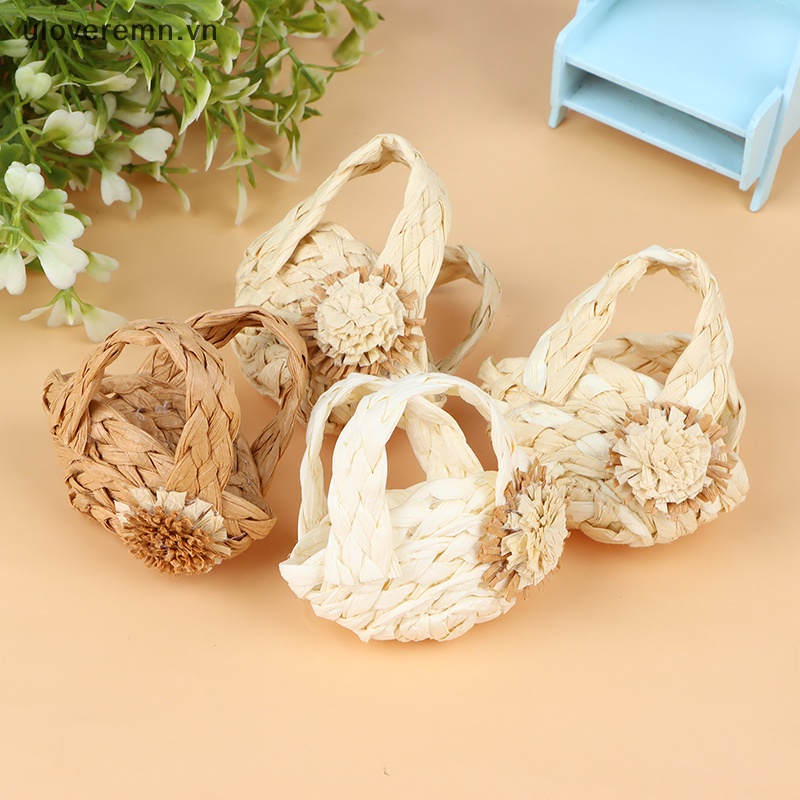 Giỏ Đan Lát Thủ Công Mini Tỷ Lệ 1 / 6 Trang Trí Nhà Búp Bê