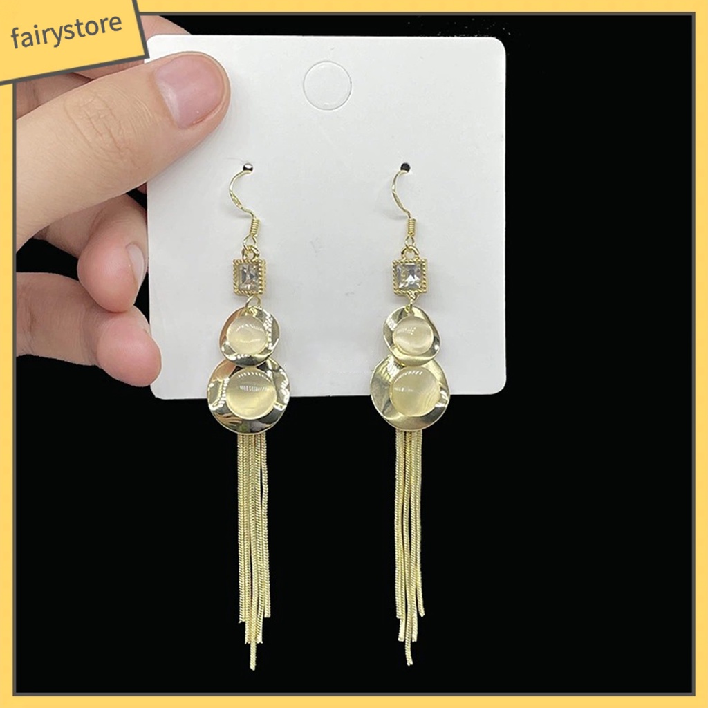 1 Đôi Bông Tai Hình Quả Bầu Đính Đá Opal Nghệ Thuật