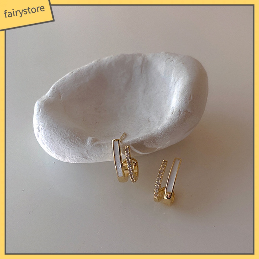 [FRO] 1 Đôi Bông Tai Thanh Dọc Dát Đá Zircon Nhẹ Nhàng Thủ Công Mỹ Nghệ Hàng Ngày Cho Nữ