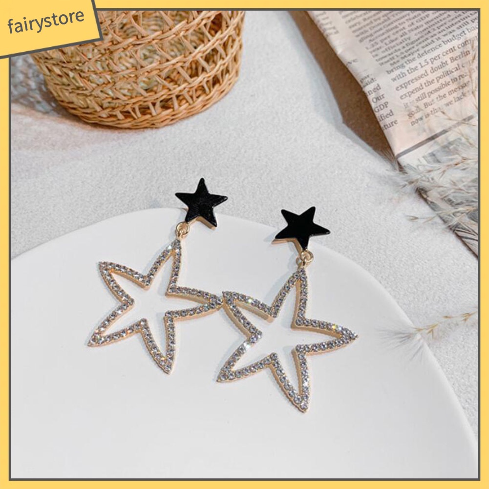 Bông Tai Dáng Dài Hình Hoa / Ngôi Sao Đính Đá Thời Trang Dự Tiệc Cho Nữ