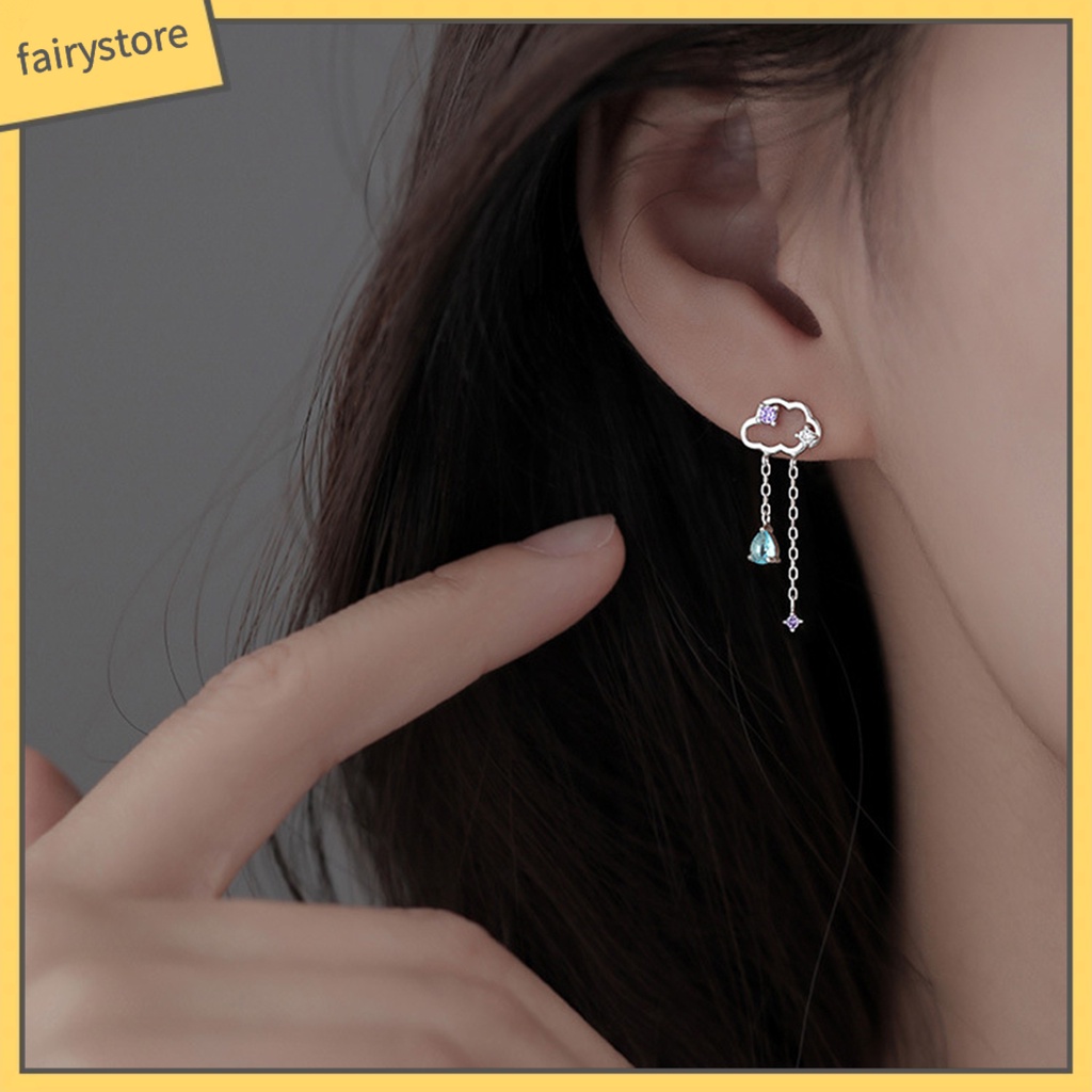 [FRO] 1 Đôi Bông Tai Hình Đám Mây Lấp Lánh Không Gây Dị Ứng Hợp Kim Thời Trang Cho Nữ