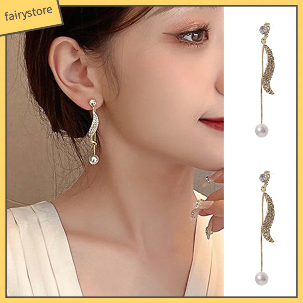 1 Đôi Bông Tai Hình Học Tua Rua Lấp Lánh Phong Cách Hàn Quốc Dành Cho Nữ