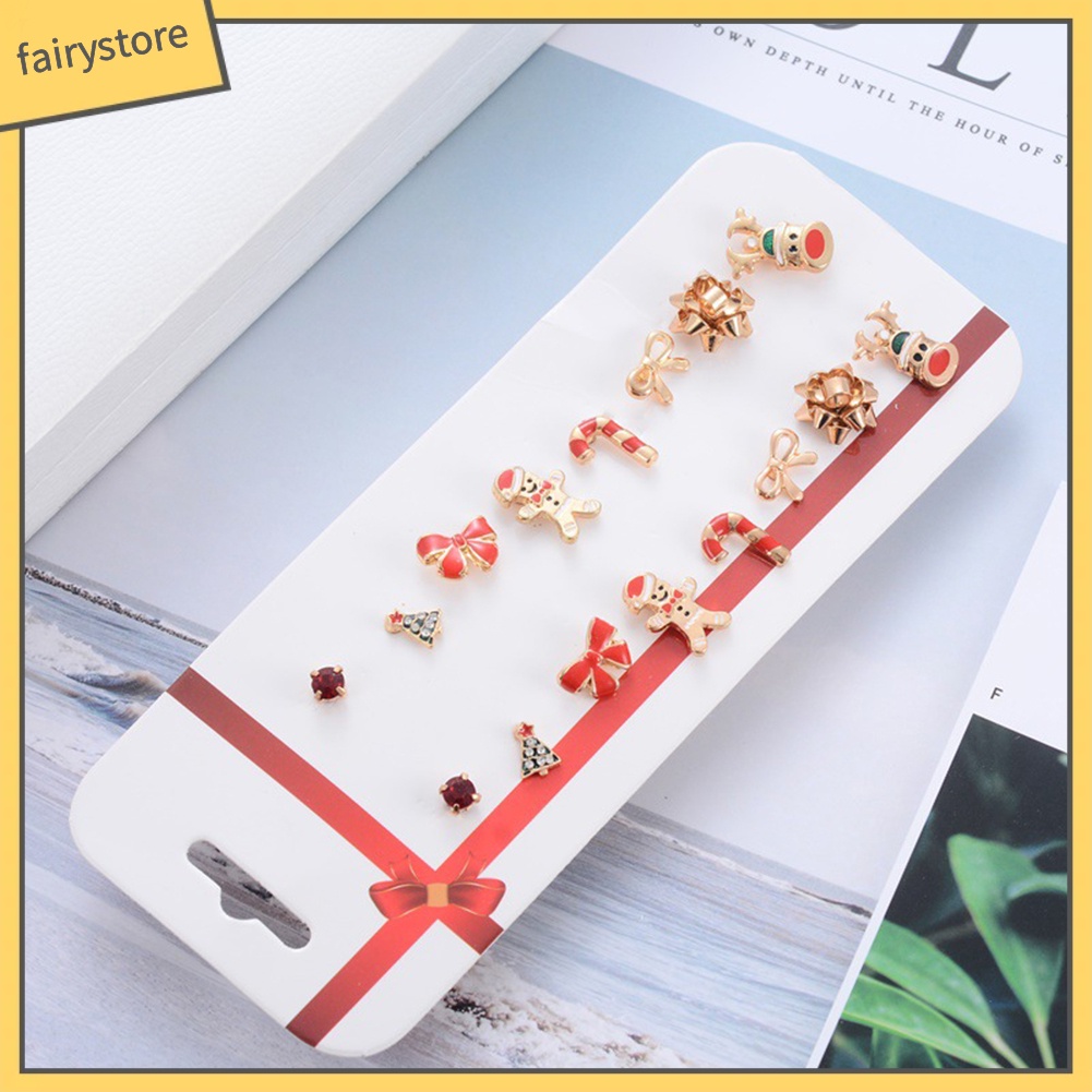 [FRO] Set 8 Đôi Bông Tai Hình Cây Thông Giáng Sinh / Hoa Tuyết / Bánh G