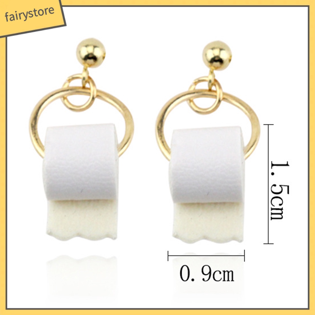 [FRO] Khuyên Tai Thả Hình Cuộn Toilet Bằng Giả Da Tinh Tế Cho Nữ Cuộc Sống Hàng Ngày