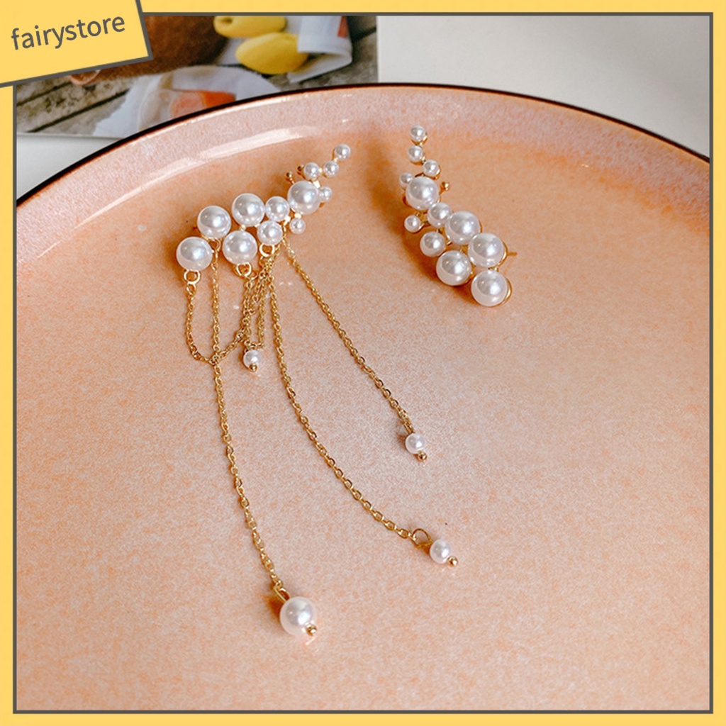 1 Đôi Bông Tai Dáng Dài Đính Ngọc Trai Nhân Tạo Thời Trang