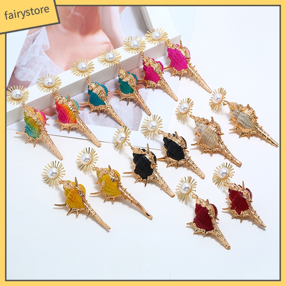 [FRO] Bông Tai Đính Ngọc Trai Giả Phong Cách Bohemian Đi Biển Cho Nữ