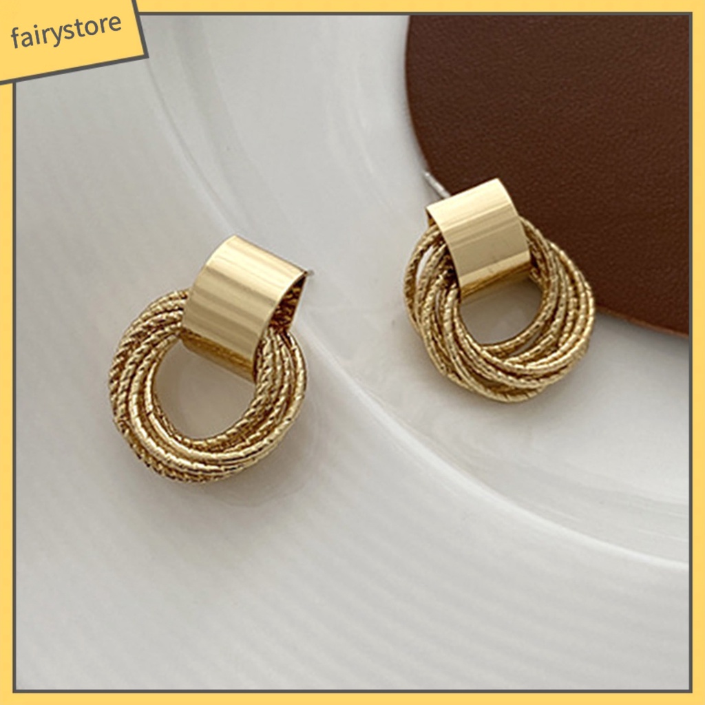 [FRO] 1 Cặp Bông Tai Nhiều Vòng Tròn Nhỏ Dễ Phối Đồ Trang Sức Nhẹ Nhàng