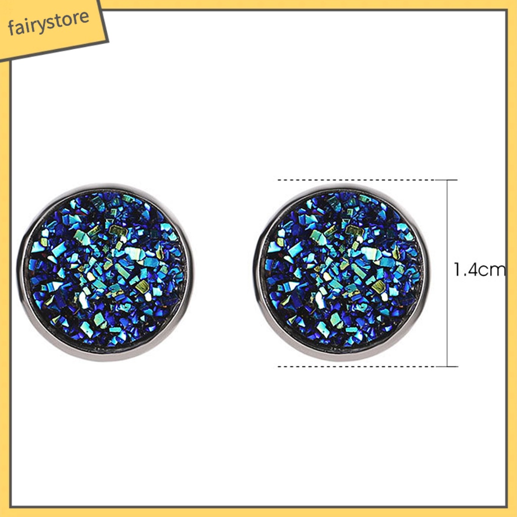 1 Đôi Khuyên Tai Tròn Đính Đá Nhiều Màu Bằng Thép Không Gỉ