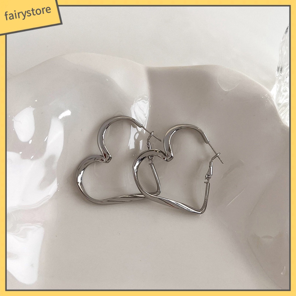 1 Đôi Bông Tai Hình Tròn / Trái Tim Thời Trang Quyến Rũ Cho Nữ