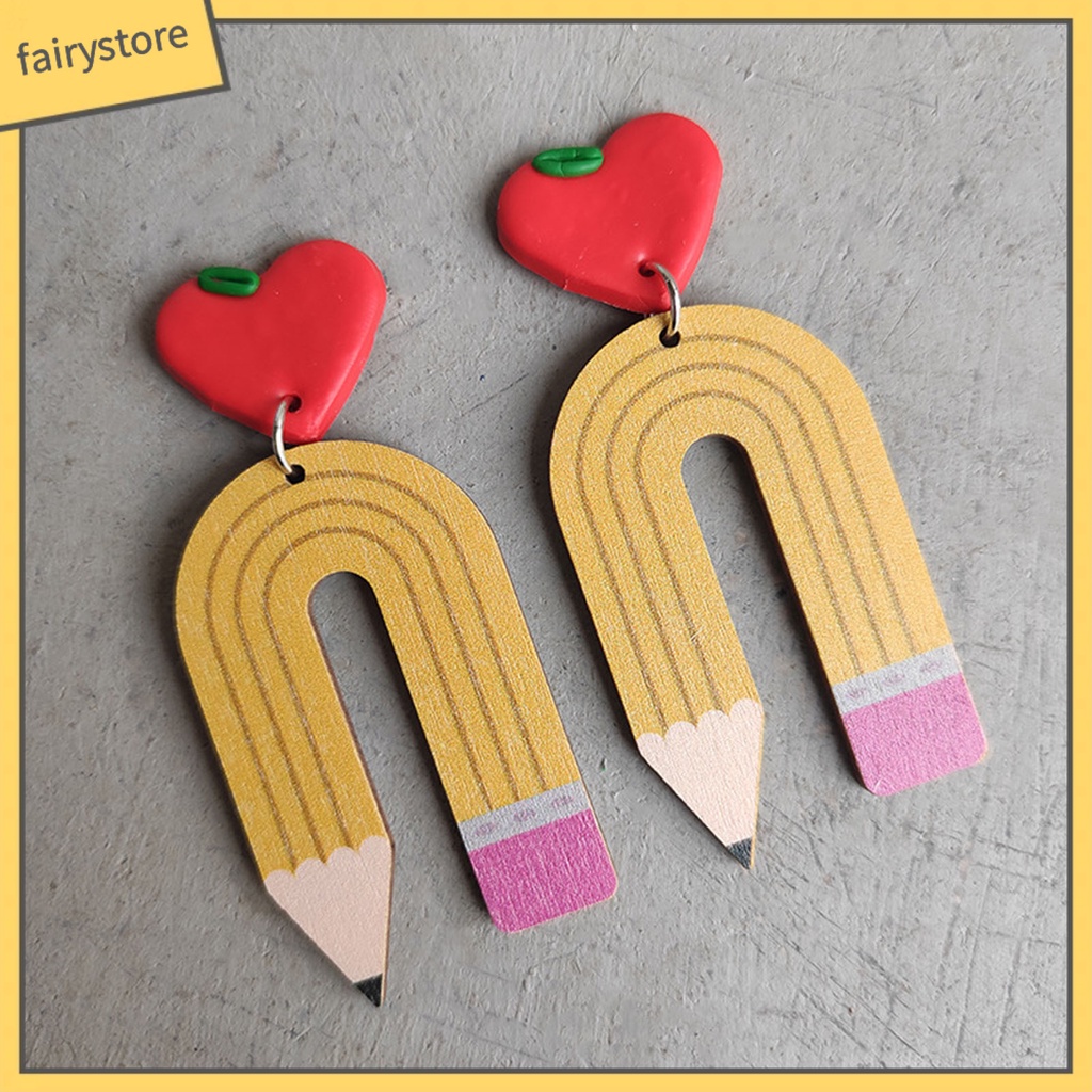 1 Đôi Bông Tai Hình Cây Bút Chì Họa Tiết Da Báo Thời Trang Dành Cho Nữ