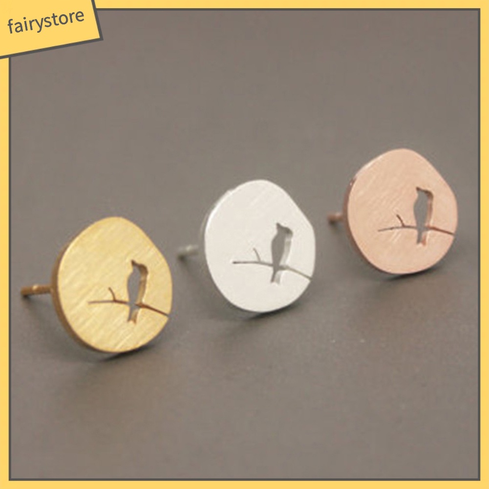 Bông Tai Hình Chim Và Nhánh Cây Rỗng Dễ Thương Cho Nữ