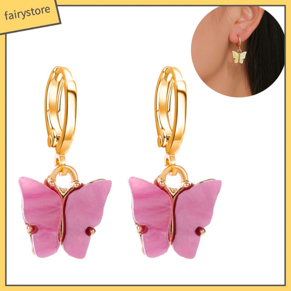 Bông Tai Acrylic Hình Bướm Màu Sắc Ngọt Ngào Thời Trang Cho Nữ