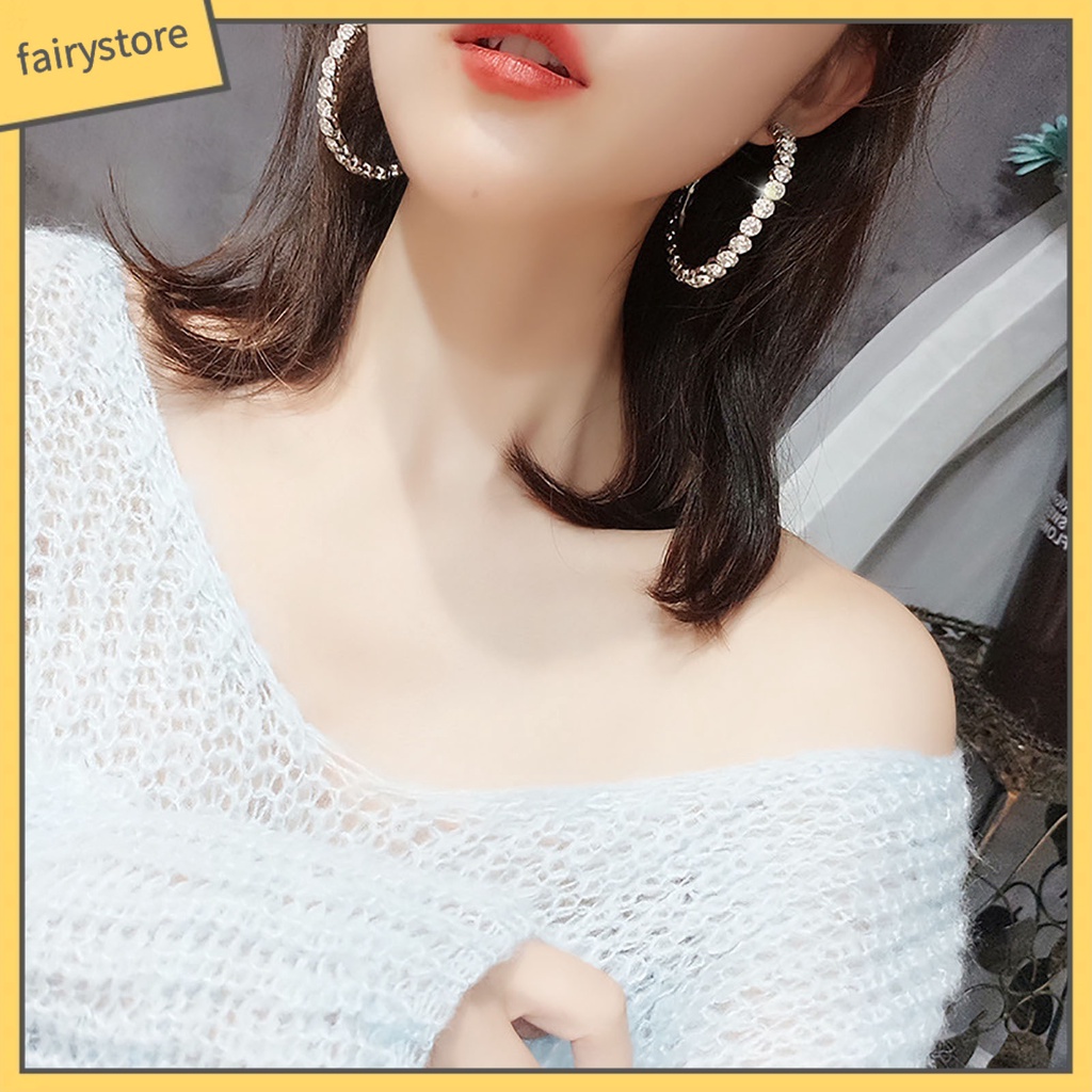 1 Đôi Bông Tai Tròn Đính Đá Sáng Tạo Phong Cách Vintage Dành Cho Nữ