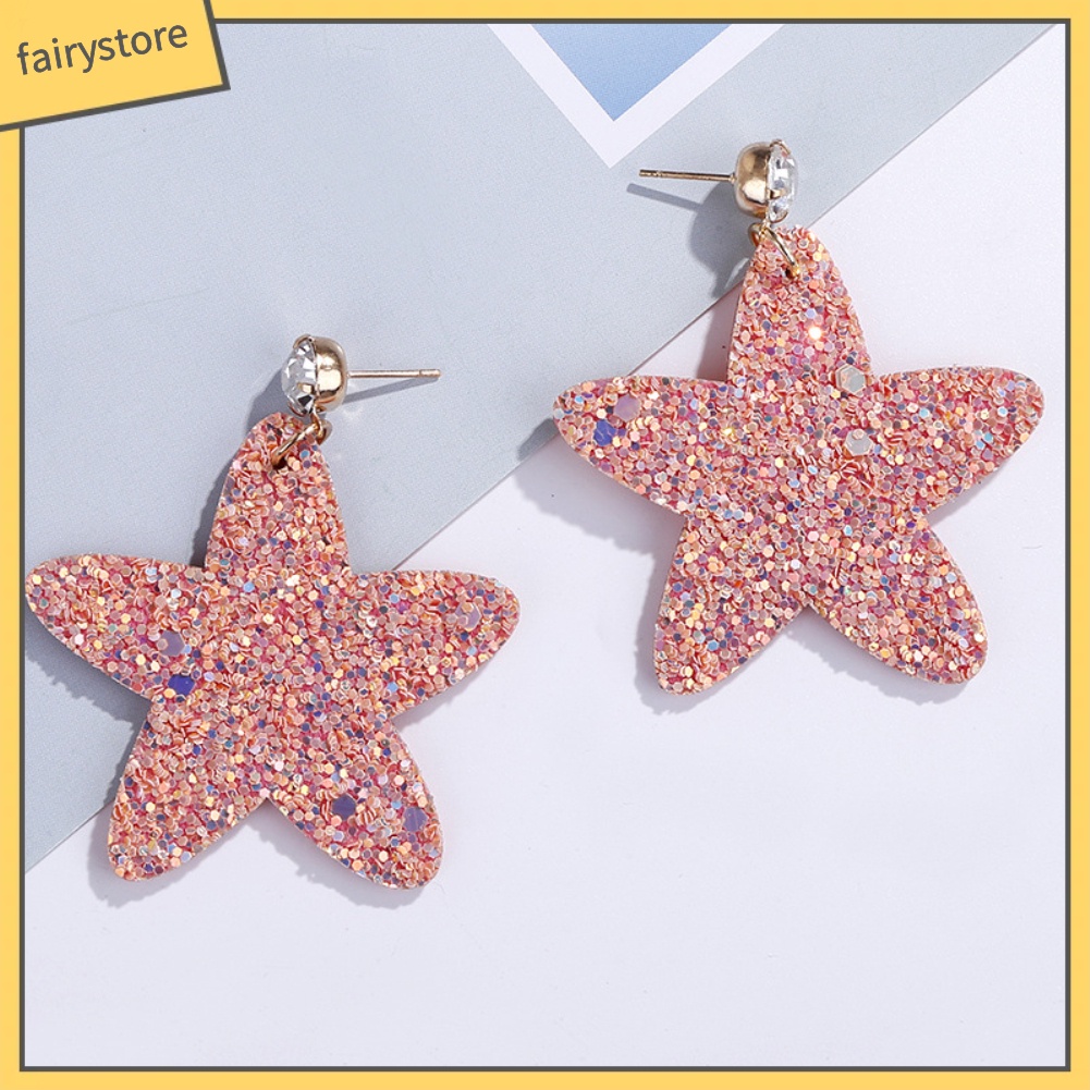 Khuyên Tai Hình Ngôi Sao Năm Cánh Đính Kim Sa Lấp Lánh