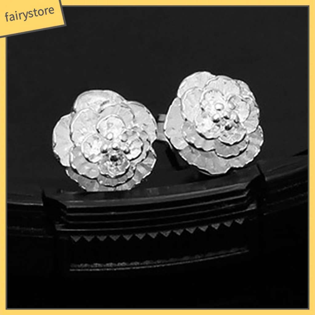 1 Đôi Bông Tai Mạ Bạc Hình Hoa Lãng Mạn Thời Trang Dành Cho Nữ