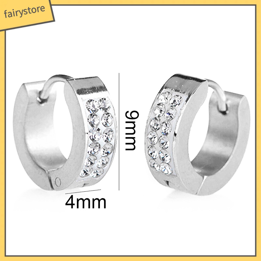 1 Đôi Khuyên Tai Tròn Nhỏ Bằng Thép Titan Phong Cách Punk Dành Cho Tiệc Tùng