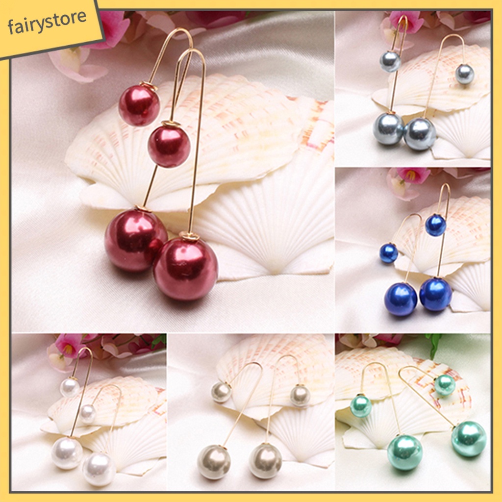 Bông Tai Chữ U Đính Ngọc Trai Giả Thời Trang Dành Cho Nữ