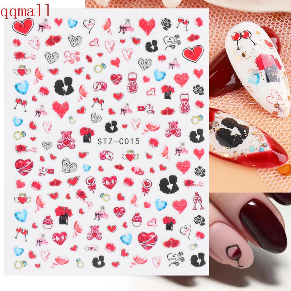 Nhãn Dán Móng Tay Tự Dính Hình Trái Tim Lấp Lánh Dễ Thương