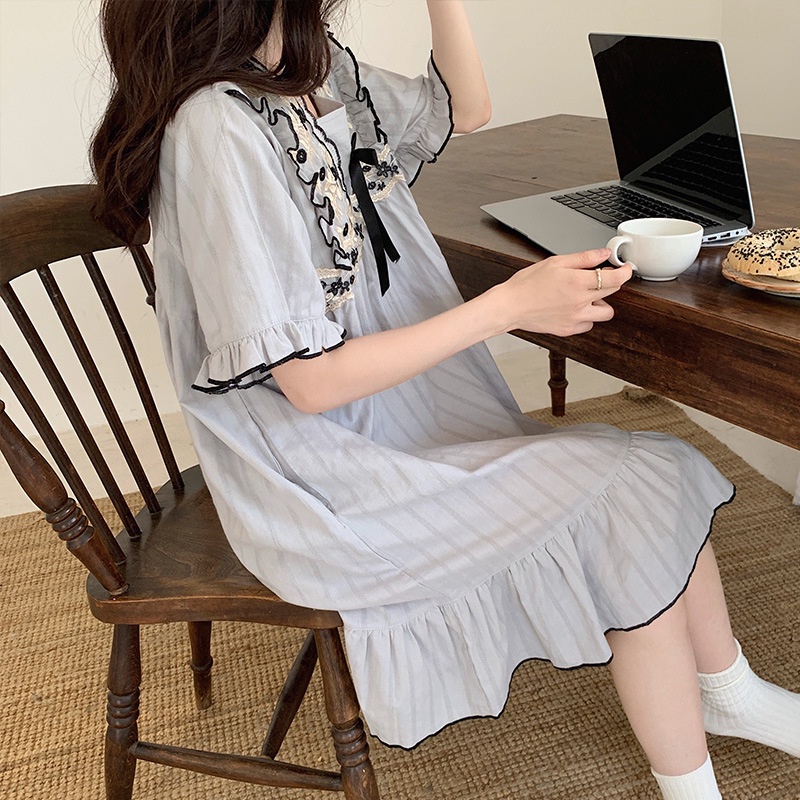 Đồ ngủ cotton Mỏng Tay Ngắn Dễ Thương Thời Trang Mùa Hè 2023 Cho Bạn Gái
