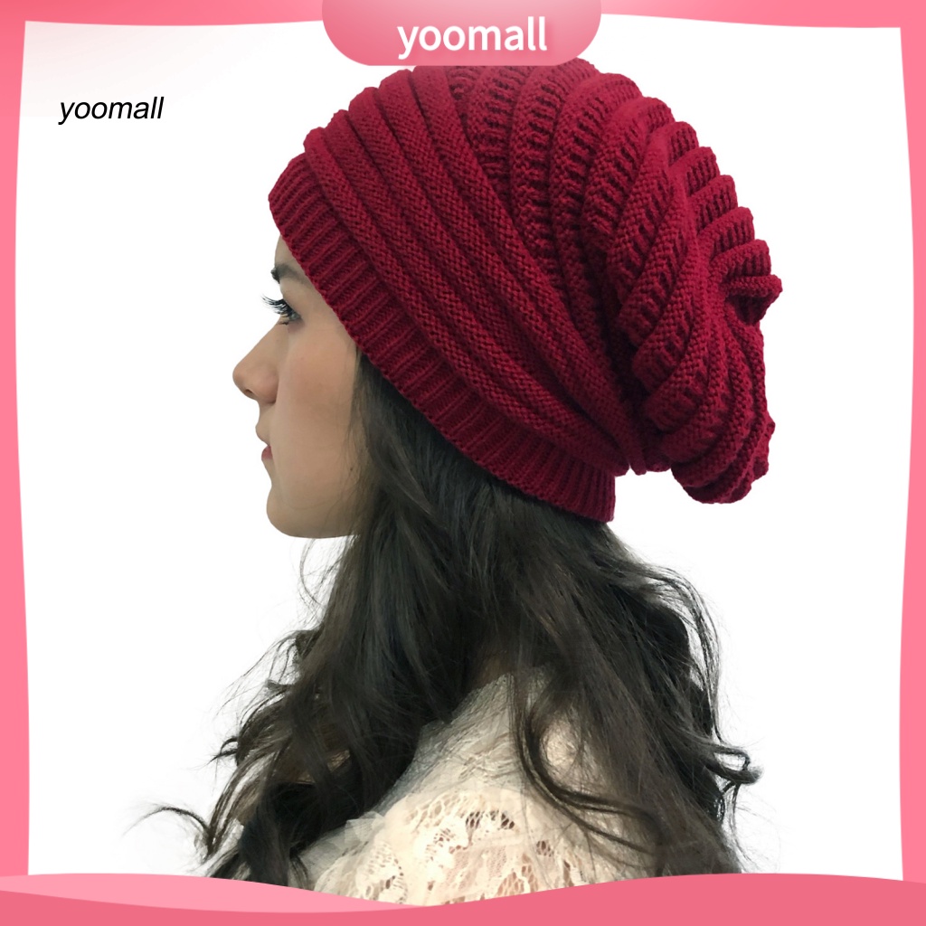 Mũ Dệt Kim Nữ Màu Trơn Co Giãn Thời Trang Mùa Đông