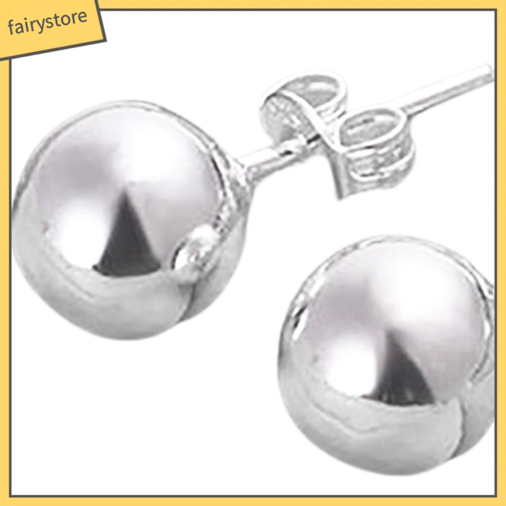 1 Đôi Bông Tai Tròn Bằng Thép Không Gỉ Màu Bạc Thời Trang Dành Cho Nữ