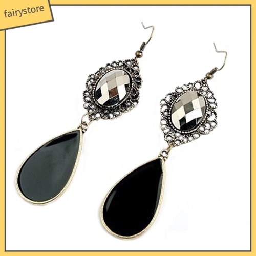 Bông Tai Dáng Dài Hình Giọt Nước Màu Đen Phong Cách Bohemian Cổ Điển Thời Trang Cho Nữ