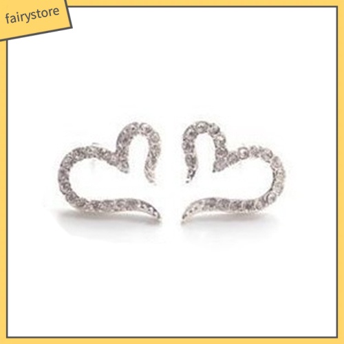 Khuyên Tai Hình Trái Tim Mở Đính Đá Pha Lê Thời Trang Cho Nữ