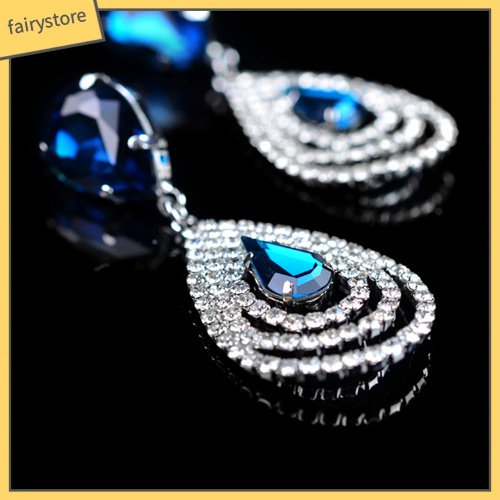 Bông Tai Hình Giọt Nước Đính Đá Thanh Lịch Dành Cho Nữ