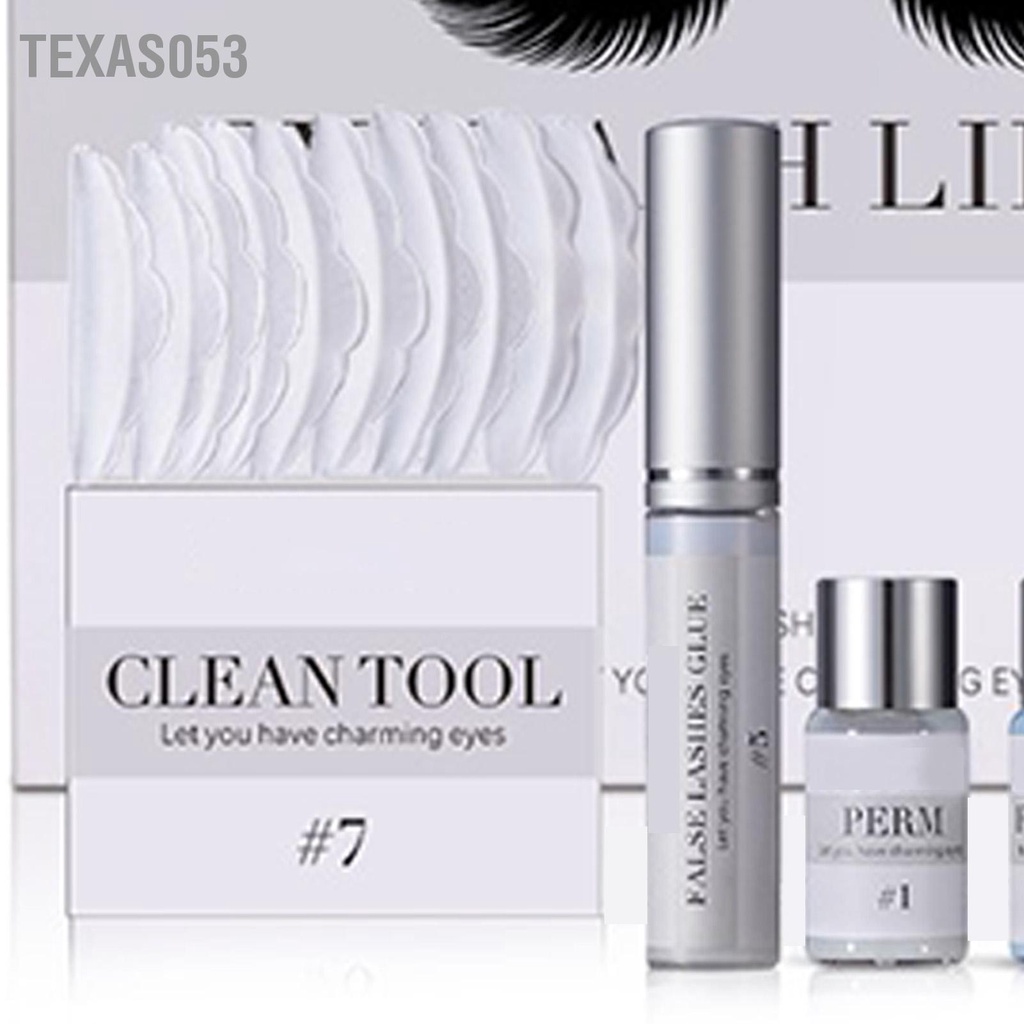 Texas053 Bộ uốn mi dụng cụ nâng vĩnh viễn với miếng silicon để làm đẹp