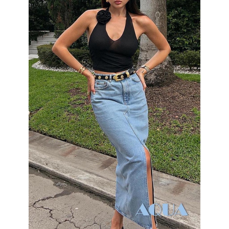 Áo Hai Dây Croptop Ôm Dáng Màu Trơn In Họa Tiết Hoa 3D Mùa Hè Cho Nữ