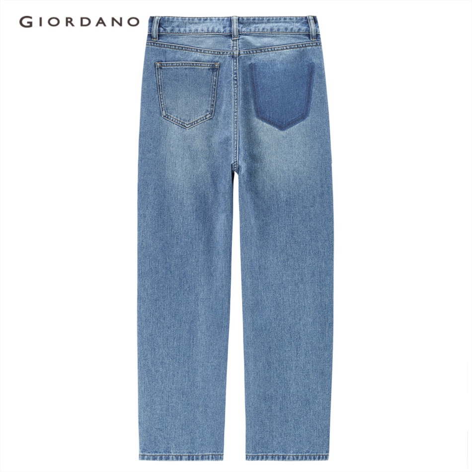 Giordano Quần Jean denim Lưng Cao Phối Túi Giả Màu Tương Phản Cá Tính Cho Nữ 18423203