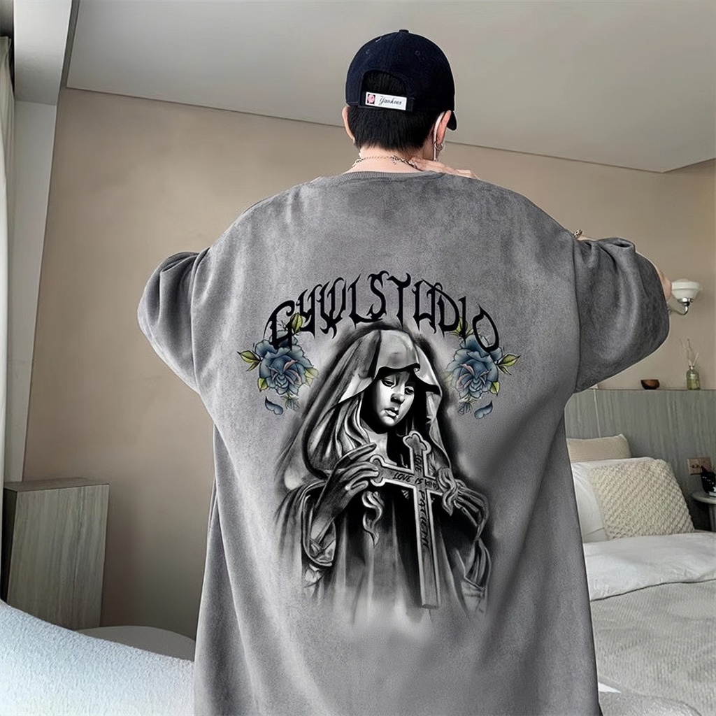 Áo Thun Tay Ngắn Dáng Rộng Phong Cách Hip Hop Âu Mỹ Thời Trang Mùa Hè Cho Nam 320g