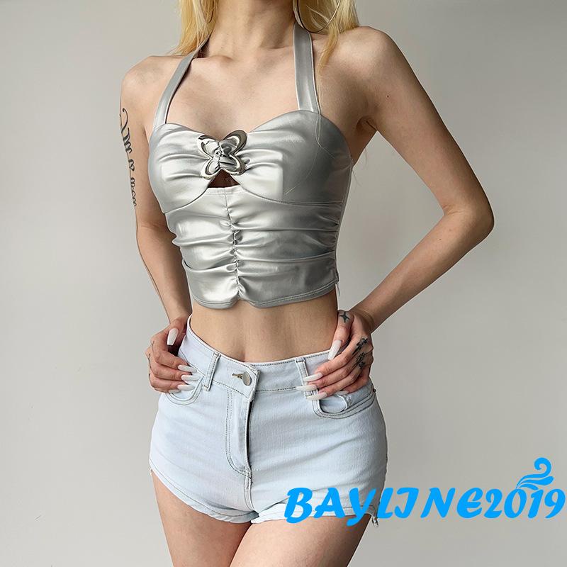 Áo Croptop Hai Dây Màu Sắc Trơn Ôm Dáng Thời Trang Mùa Hè Cho Nữ