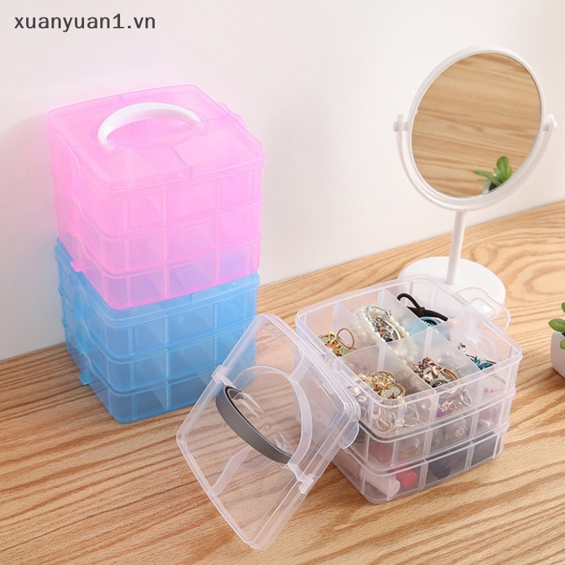 Xuan Hộp 3 Tầng 18 Ngăn Trong Suốt Đựng Hạt Trang Sức