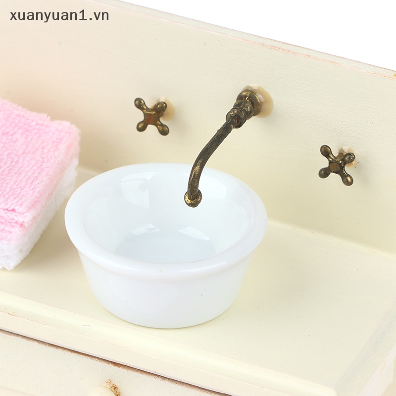 1 Bộ Bồn Rửa Chén Mini Tỉ Lệ 1: 12 Trang Trí Nhà Búp Bê