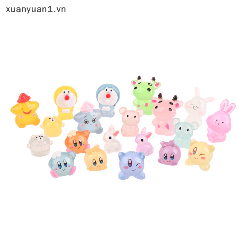 Set 2 Tượng Thỏ Mini Dạ Quang Dùng Để Trang Trí