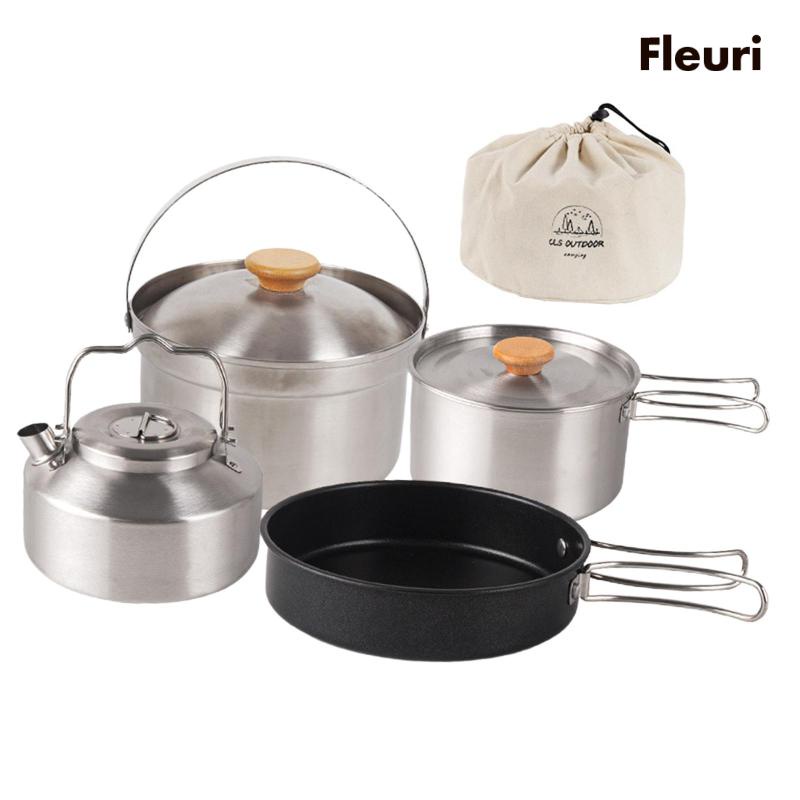 Bộ Nồi Chảo Kèm Túi Đựng Tiện Dụng Khi Đi Cắm Trại / Câu Cá / BBQ