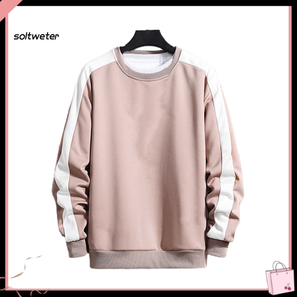 St Áo Sweatshirt Co Giãn Mềm Mại Màu Tương Phản Phối Khuy Măng Sét Tuyệt Vời Mặc Hàng Ngày Cho