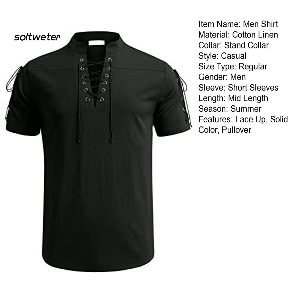Áo Sơ Mi Cổ V Tay Ngắn Màu Trơn Mềm Mại Thoáng Khí Thời Trang Mùa Hè Cho Nam